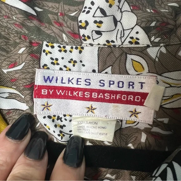 Wilkes Sport by Wilkes Bashford Men's Safari Animal Print Button-Up Shirt Sz 5 - Picture 3 of 8